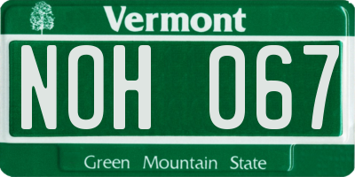 VT license plate NOH067