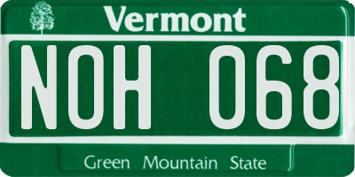VT license plate NOH068