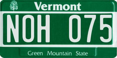 VT license plate NOH075
