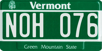 VT license plate NOH076