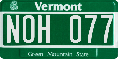 VT license plate NOH077