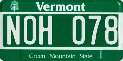 VT license plate NOH078