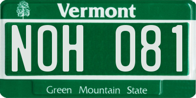 VT license plate NOH081