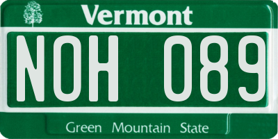 VT license plate NOH089