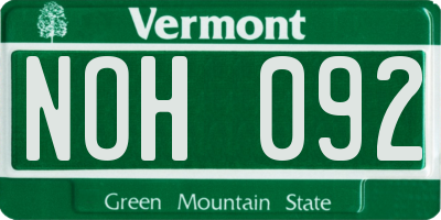 VT license plate NOH092