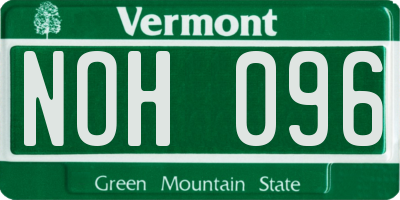 VT license plate NOH096