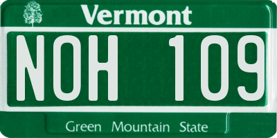 VT license plate NOH109