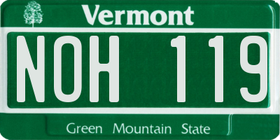 VT license plate NOH119