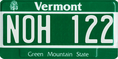 VT license plate NOH122