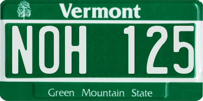 VT license plate NOH125