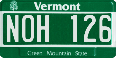 VT license plate NOH126