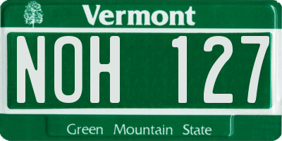 VT license plate NOH127