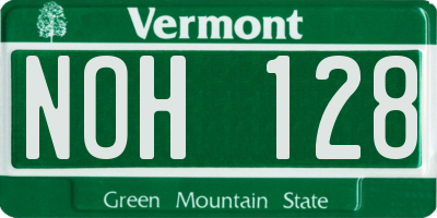 VT license plate NOH128