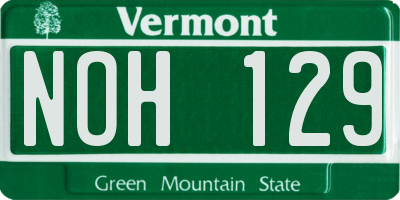 VT license plate NOH129
