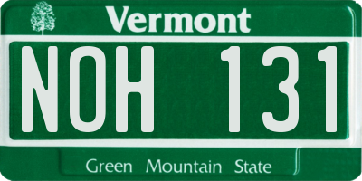 VT license plate NOH131