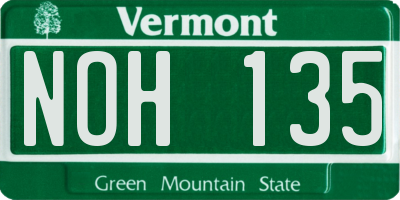 VT license plate NOH135