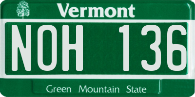 VT license plate NOH136
