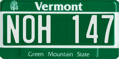 VT license plate NOH147