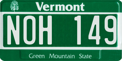 VT license plate NOH149