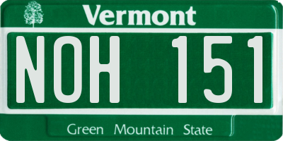 VT license plate NOH151
