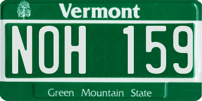 VT license plate NOH159