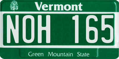 VT license plate NOH165