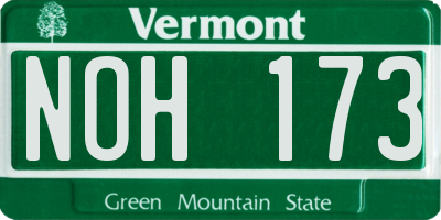 VT license plate NOH173
