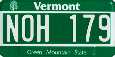 VT license plate NOH179