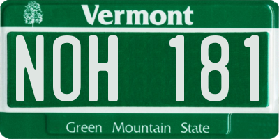 VT license plate NOH181