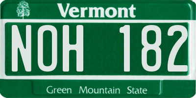 VT license plate NOH182