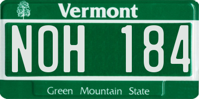 VT license plate NOH184
