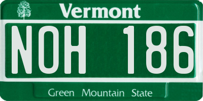 VT license plate NOH186