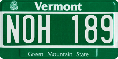 VT license plate NOH189