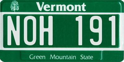 VT license plate NOH191