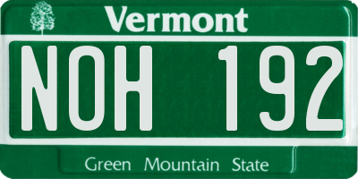 VT license plate NOH192