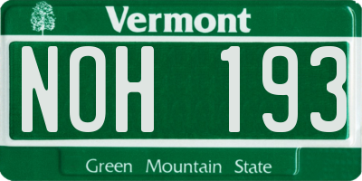 VT license plate NOH193