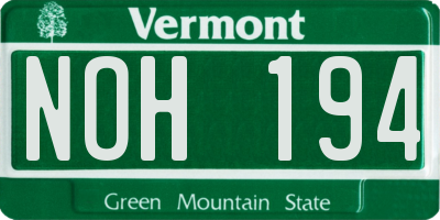 VT license plate NOH194