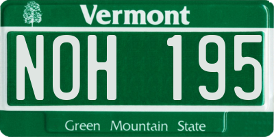VT license plate NOH195