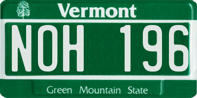 VT license plate NOH196