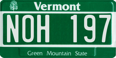 VT license plate NOH197