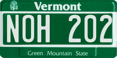 VT license plate NOH202