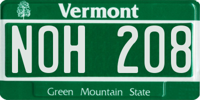 VT license plate NOH208