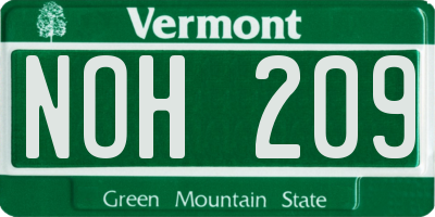 VT license plate NOH209