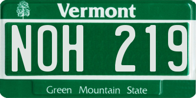 VT license plate NOH219