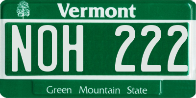 VT license plate NOH222