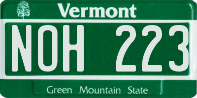 VT license plate NOH223