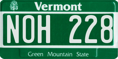 VT license plate NOH228