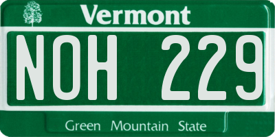 VT license plate NOH229