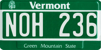 VT license plate NOH236