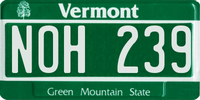 VT license plate NOH239